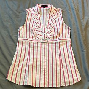 Express Design Studio pink striped sleeveless shirt w/ snap and buckle detail S